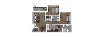 Floor plan design with 2 Bedrooms and 2 Bathrooms