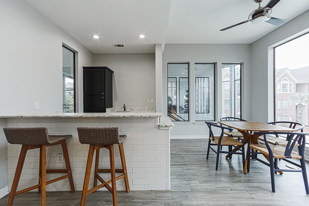 clubhouse with bar seating