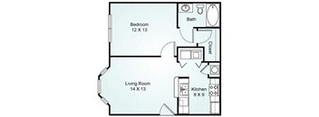1 Bedroom 1 Bathroom Floor Plan