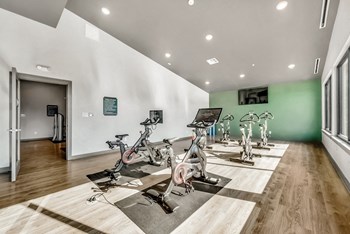 Peloton bikes in a fitness room
