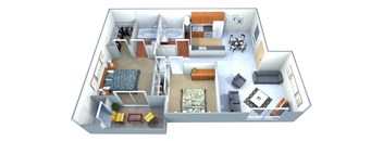 2 Bedroom 2 Bathroom Floor Plan at Las Villas De Kino Apartments, Tucson
