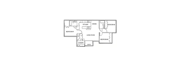 A floor plan of a house with labeled rooms.