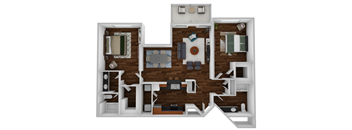 Floor plan 2 bed 2 bath B at Ethan Pointe Apartments, Greensboro