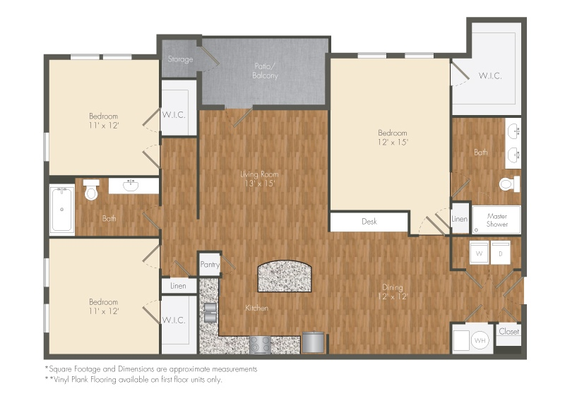 3 bedroom 2 bathroom floorplan