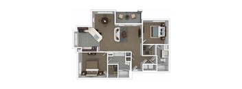 Floor plan design with 2 Bedrooms and 2 Bathrooms
