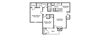 B1 Floor Plan 2 Bedroom 1 Bath