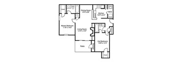 B2 Floor Plan 2  bedroom 2 bath
