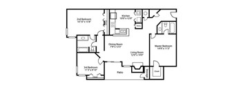 C1 Floor Plan 3 bedroom 2 bath