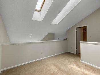 Carpeted Loft Area Under Two Skylights
