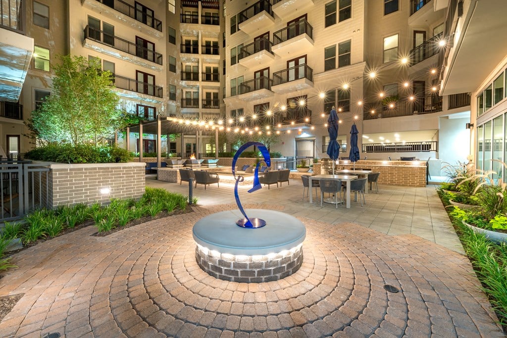 Outside sculpture next to the seating area.