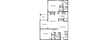 2 Bedroom 2 Bathroom Floor Plan