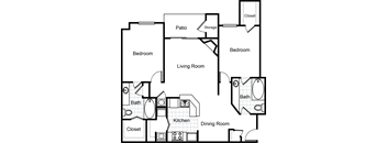 a floor plan of a house with a bedroom and a living room