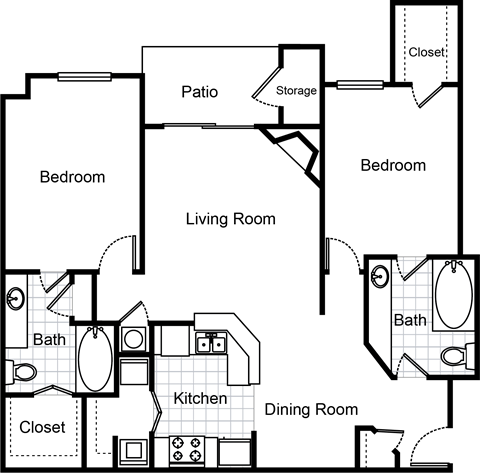 a floor plan of a house with a bedroom and a living room