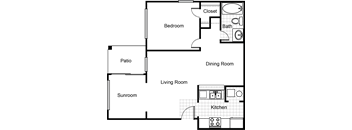1 Bedroom 1 Bathroom Floor Plan