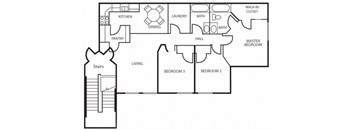 Three Bedroom Two Bathroom Floor Plan