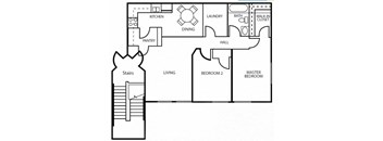 Two Bedroom One Bathroom Floorplan