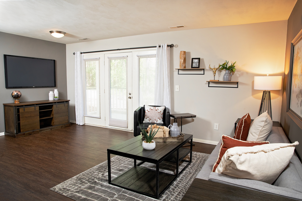 living room with hardwood-style flooring