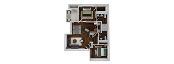 Floor plan 2 bed 2 bath A at Ethan Pointe Apartments, Greensboro, 27215