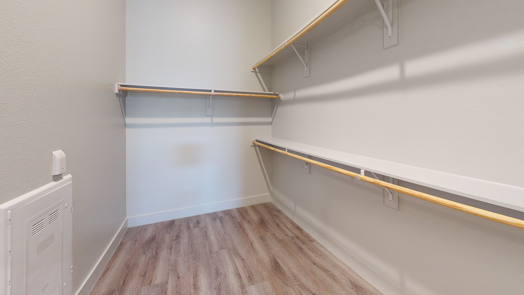 Walk in closet with shelves