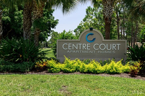 Monument Sign of property with landscaping