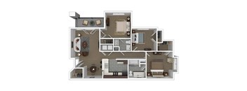 Floor plan design with 3 Bedrooms and 2 Bathrooms
