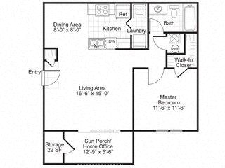 Woodlyn on the Green| A1 Floor Plan at Woodlyn on the Green Apartment Homes, Cary, 27513