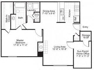 Woodlyn on the Green| A2 Floor Plan at Woodlyn on the Green Apartment Homes, Cary, NC, 27513