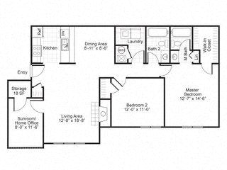 Woodlyn on the Green| B1 Floor Plan at Woodlyn on the Green Apartment Homes, Cary, NC