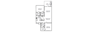 B1 floor plan 2 Bed 2 bath