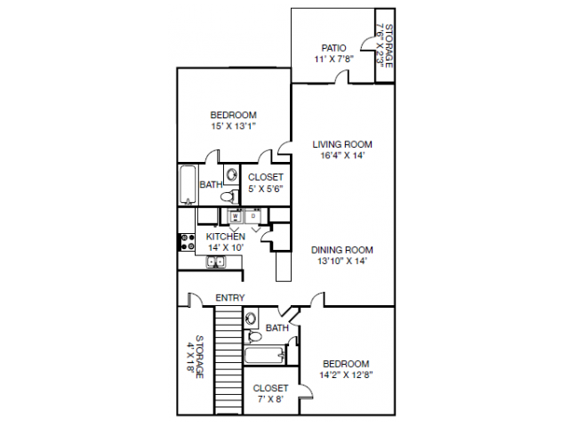 B2 floor plan 2 Bed 2 Bath