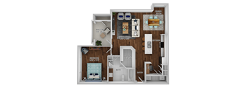 One Bedroom One Bathroom Floorplan 826