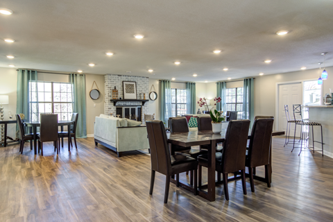 Leasing office with chairs and tables