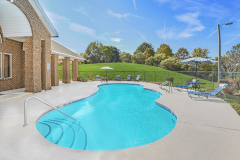 A swimming pool in a residential area.