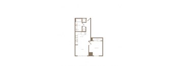 PH2 East A02 1 bed and 1 bath floor plan