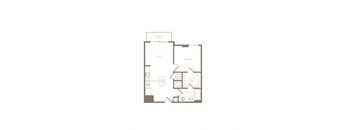 PH2 East A04B 1 bed and 1 bath floor plan