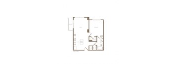 PH2 East A04H 1 bed and 1 bath floor plan