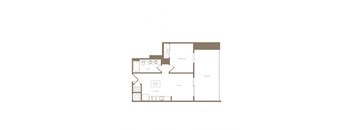 PH2 East A05A 1 bed and 1 bath floor plan