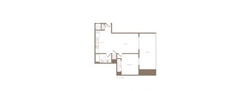 PH2 East A05B 1 bed and 1 bath floor plan