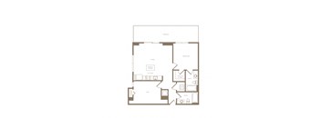 PH2 East A08D 1 bed and 2 bath floor plan