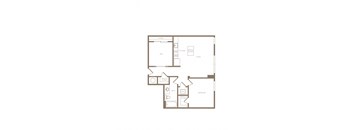 PH2 East A09D 1 bed and 1 bath floor plan