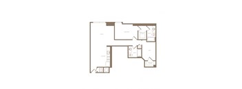 PH2 East A10D 1 bed and 1 bath floor plan