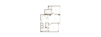 PH2 East B01A 2 bed and 2 bath floor plan