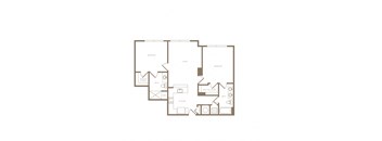 PH2 East B01B 2 bed and 2 bath floor plan