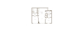 PH2 East B02B 2 bed and 2 bath floor plan