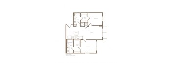 PH2 East B02C 2 bed and 2 bath floor plan