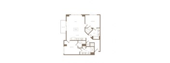 PH2 East B03A 2 bed and 2 bath floor plan