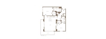 PH2 East B03b 2 bed and 2 bath floor plan
