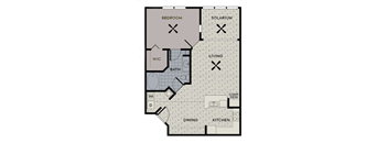 one bedroom floorplan apartment