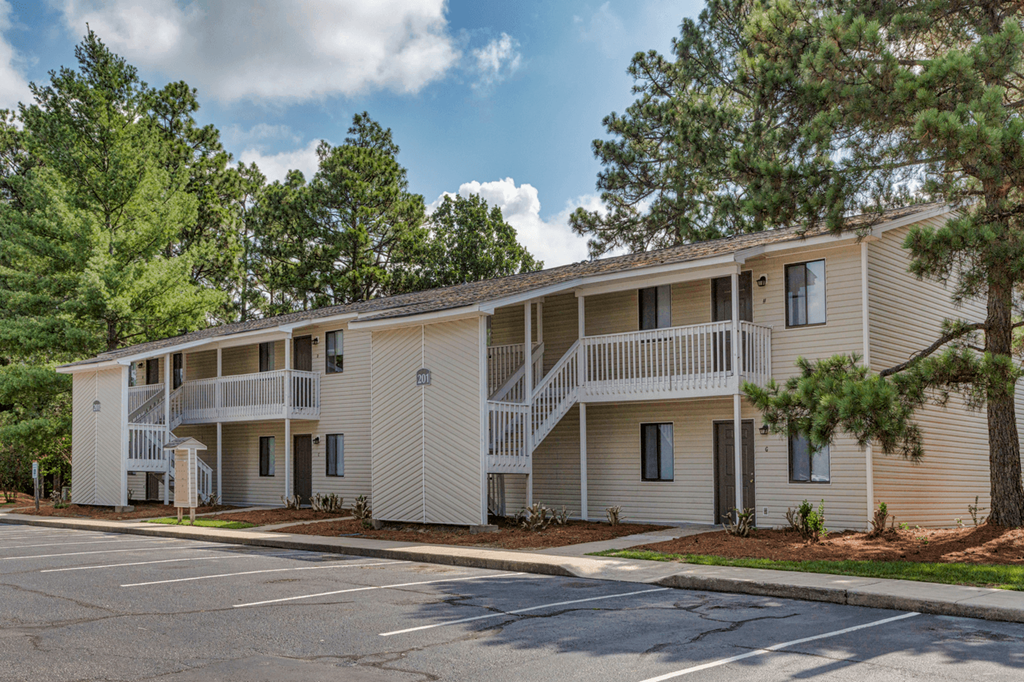 our apartments offer a parking lot in front of the building at Patriot Point Apartment Homes, North Carolina 