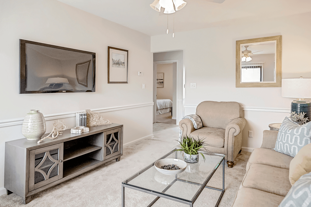 Living Room Interior at Patriot Point Apartment Homes, Spring Lake, NC 28390